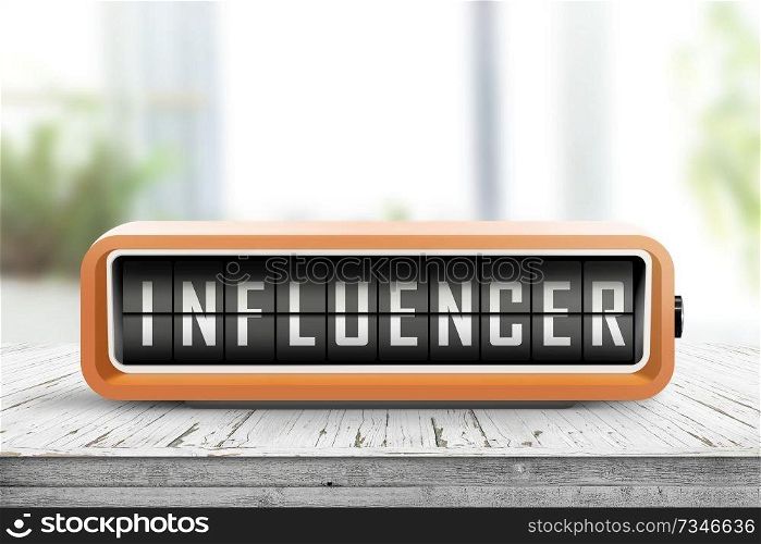 influencer alarm on a wooden table in a bright room of a social media blogger