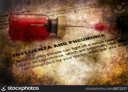 Influenza and pnemonia grunge concept