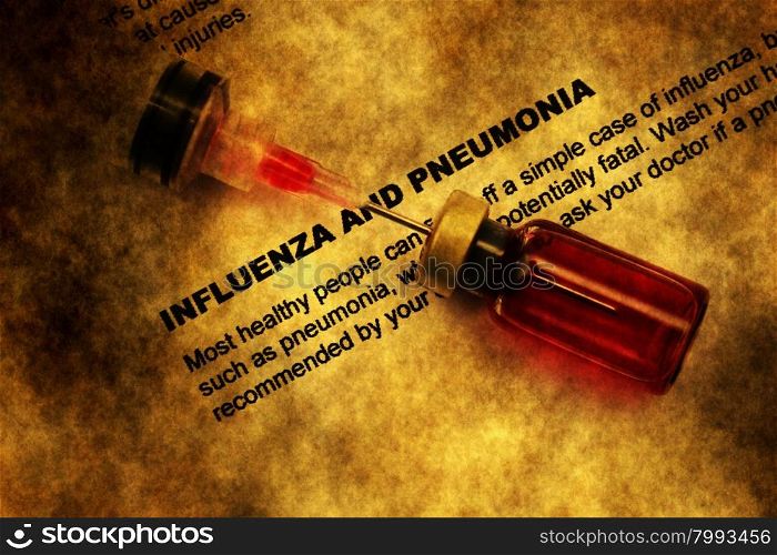 Influenza and pneumonia grunge concept