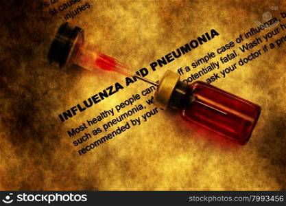 Influenza and pneumonia grunge concept