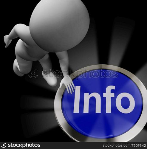 Info concept icon means information or data and Intelligence. Expertise or knowhow on a database - 3d illustration. Info Button Shows Information Faq Or Support
