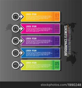 Infographic business elements gradient with 5 step