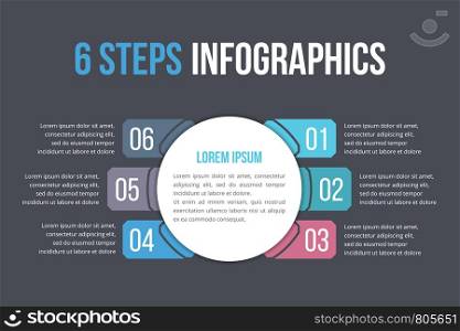 Infographic template with six steps or options, workflow, process diagram, vector eps10 illustration. Infographic Template with Six Steps
