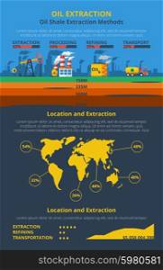 Infographics oil industry. Oil industry infographics set with fuel extraction and transportation statistic elements vector illustration