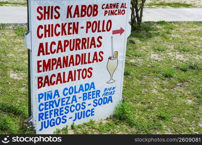 Information board on the beach, Luquillo Beach, Puerto Rico