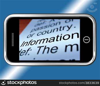 Information Definition On Mobile Shows Mobile Internet. Information Definition On Mobile Showing Mobile Internet