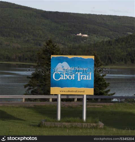 Information sign at Cabot Trail, Cape Breton Island, Nova Scotia, Canada
