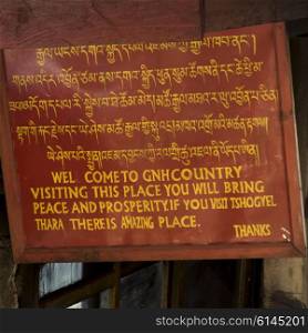 Information sign at the Taktsang Monastery, Paro, Paro District, Paro Valley, Bhutan