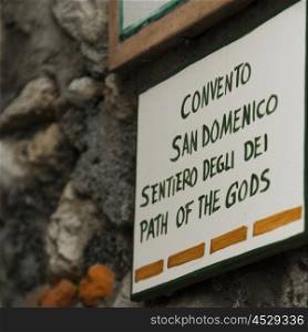 Information sign, Praiano, Amalfi Coast, Salerno, Campania, Italy