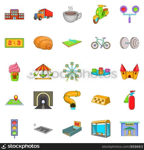 Infrastructure icons set. Cartoon set of 25 infrastructure vector icons for web isolated on white background. Infrastructure icons set, cartoon style