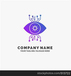 Infrastructure, monitoring, surveillance, vision, eye Purple Business Logo Template. Place for Tagline.. Vector EPS10 Abstract Template background