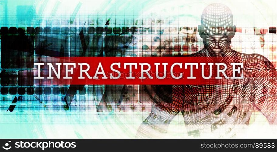 Infrastructure Sector with Industrial Tech Concept Art. Infrastructure Sector