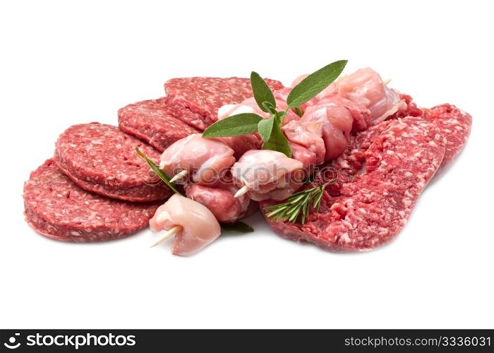 Ingredient&rsquo;s of fresh meat ready to cook on barbecue