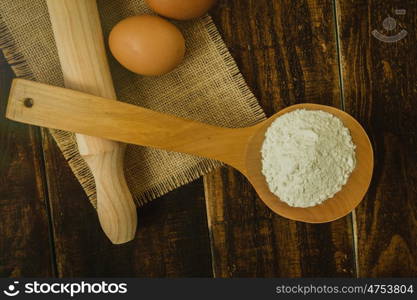 Ingredients for cooking something on rustic wood