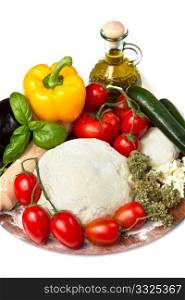 ingredients for homemade pizza with vegetables