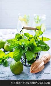 ingredients for mojito on a table, stock photo