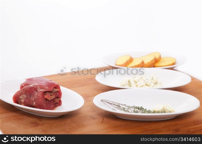 ingredients for roast meat with potatoes