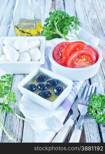 ingredients for salad on the wooden table