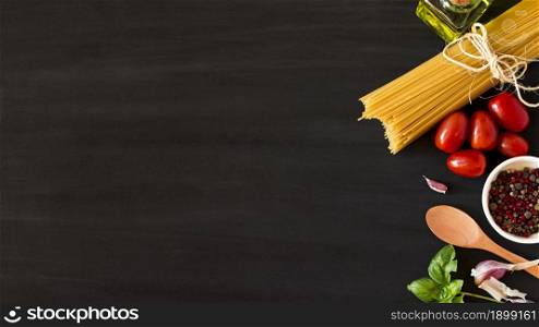 ingredients italian pasta black background. Resolution and high quality beautiful photo. ingredients italian pasta black background. High quality beautiful photo concept