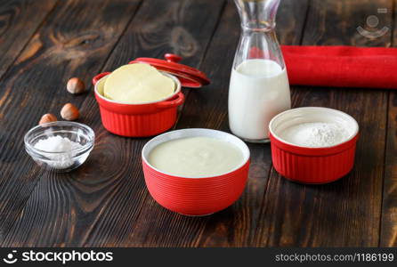 Ingredients of bechamel - French basic sauce