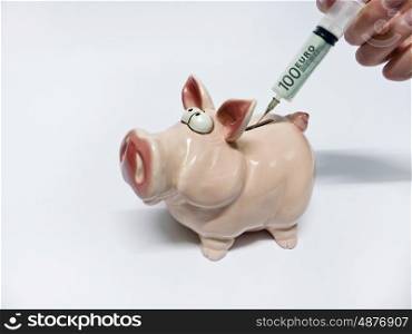 Injection of funds into a money box &#xD;&#xA;