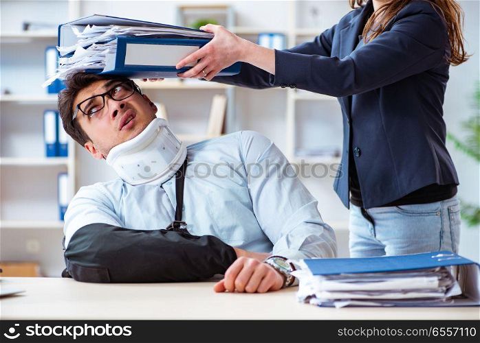 Injured man getting more work from his boss