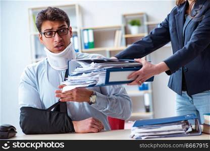Injured man getting more work from his boss