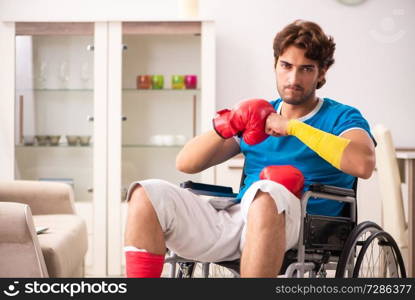 Injured man recovering from his injury