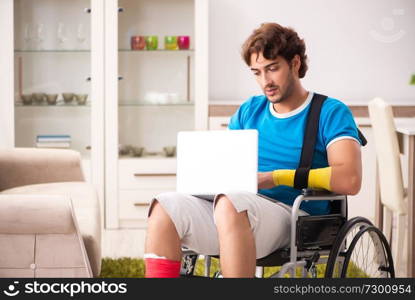 Injured man recovering from his injury