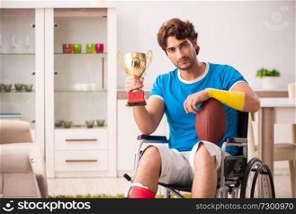 Injured man recovering from his injury