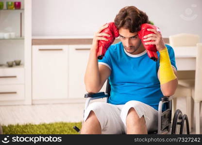 Injured man recovering from his injury