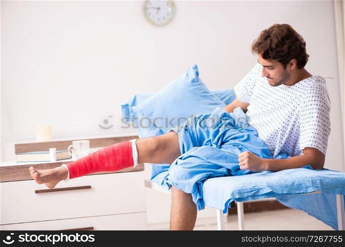 Injured man waiting treatment in the hospital