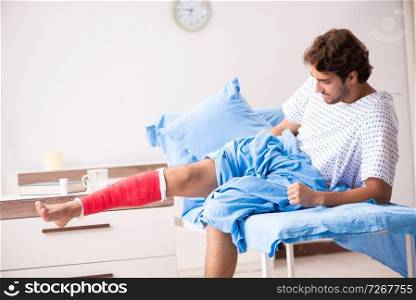 Injured man waiting treatment in the hospital
