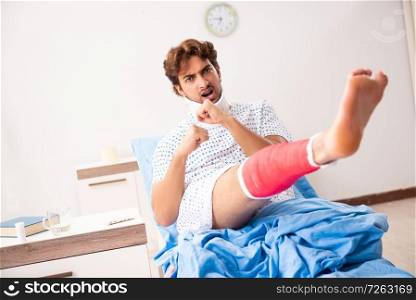 Injured man waiting treatment in the hospital. The injured man waiting treatment in the hospital