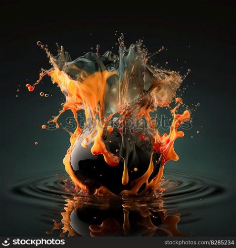Ink dropped in water, translucent, colorful exploding fireball on black background. Ink dropped in water, translucent, colorful exploding fireball on black background AI Generated