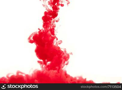 Ink of blood in water isolated background