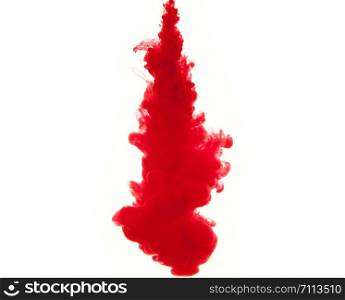 Ink of blood in water isolated background