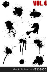 Ink splashes, strokes and stains Set -4 ; These are highly detailed silhouettes of liquid stains.Can be used as dirt, sand, bread crumbs, chalk and stuff like that.