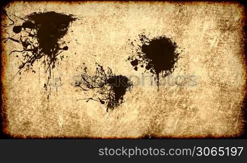 Ink stains on old grungy worn paper background