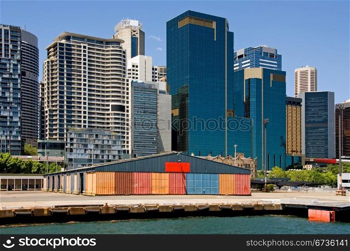 Inner-city buildings and wharf, Darling Harbour, Sydney, Australia