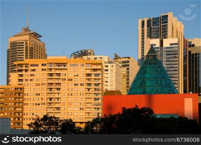 Inner-city buildings at dusk, Sydney, Australia