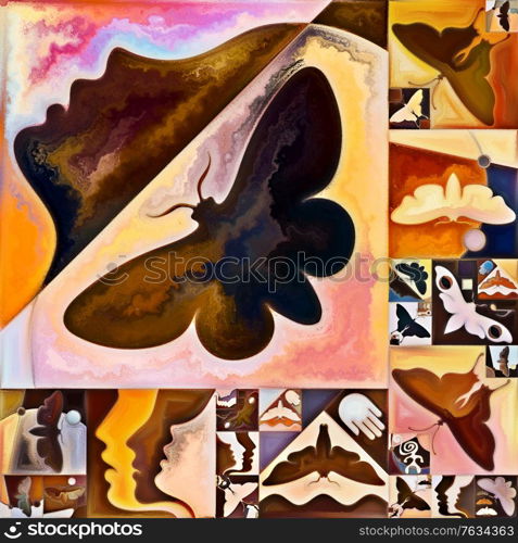Inner Encryption. Collage of abstract organic forms, art textures and colors on subject of hidden meanings, sacred life, drama, poetry, mysticism and art.