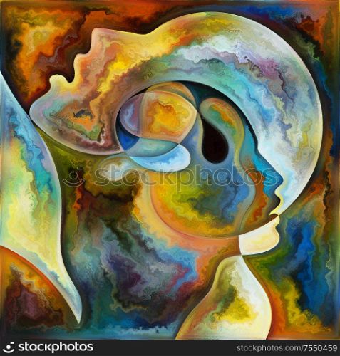 Inner Flow. Colors In Us series. Composition of human silhouettes, art textures and colors interplay for subject of life, drama, poetry and perception