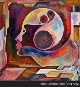 Inner Flow. Colors In Us series. Image of human silhouettes, art textures and colors interplay in conceptual relevance to life, drama, poetry and perception