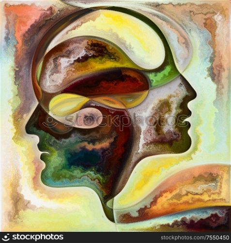 Inner Flow. Colors In Us series. Image of human silhouettes, art textures and colors interplay in conceptual relevance to life, drama, poetry and perception