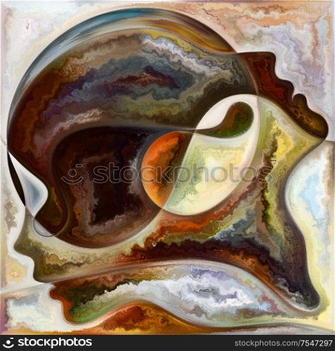 Inner Form. Colors In Us series. Abstract background made of human silhouettes, art textures and colors interplay on the theme of life, drama, poetry and perception