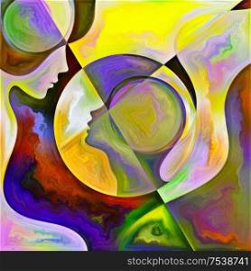 Inner Form. Colors In Us series. Graphic composition of human silhouettes, art textures and colors interplay for subject of life, drama, poetry and perception