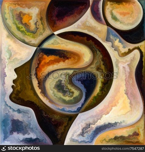 Inner Form. Colors In Us series. Graphic composition of human silhouettes, art textures and colors interplay for subject of life, drama, poetry and perception