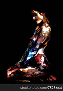 Inner Paint series. Abstract female figure on the subject of art, energy, creativity and emotion.