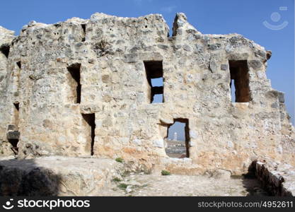 Inner stone wall of castle Masyaf in Syria